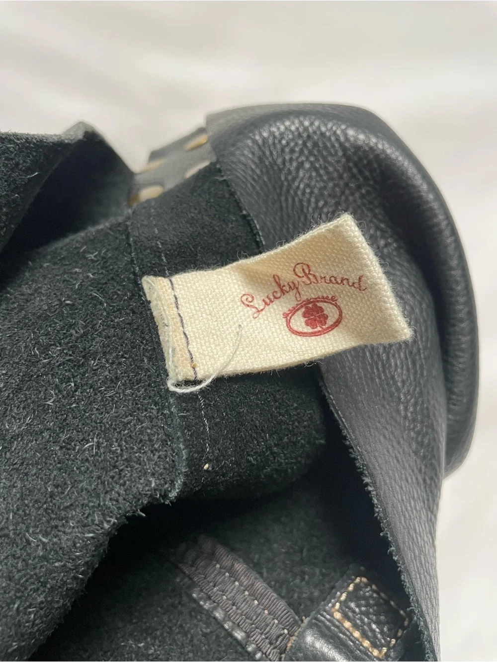 Bag Lucky Brand Black Pebbled Leather Hobo Bag Brass Hardware Boho Chic